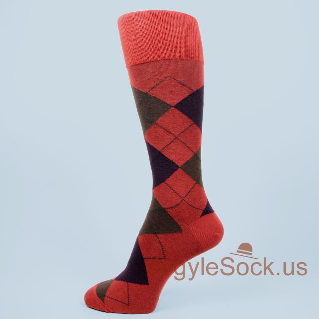 Brown Men's Argyle Socks